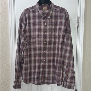 Lucky Brand Red and Gray Casual Button Down Shirt